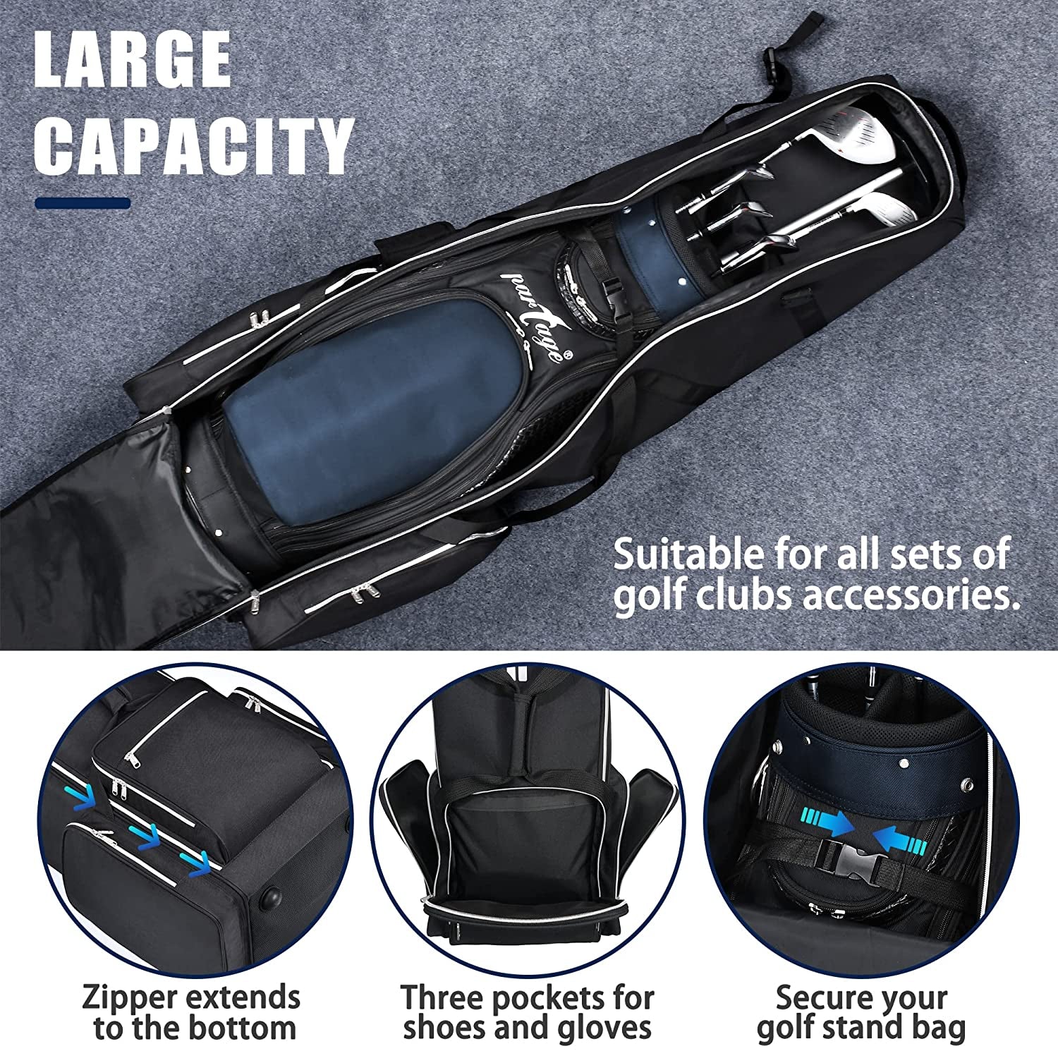 Golf Travel Bag with Wheels,Golf Travel Case for Airlines, 600D Heavy Duty Oxford