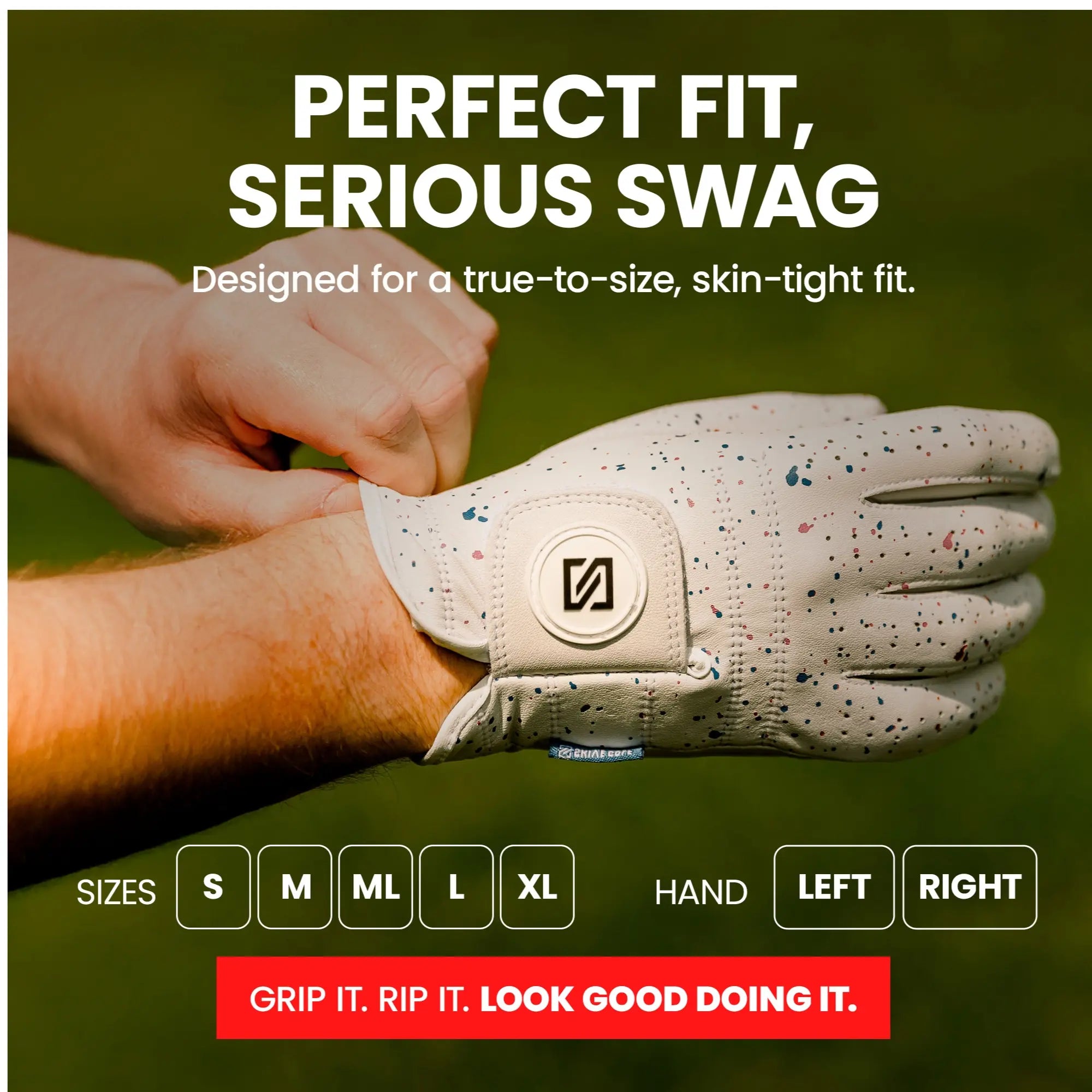 SKIVE Golf Premium Golf Gloves - 100% AAA Cabretta Leather | Cool Designs | Serious Grip, Feel, Performance | Golf Gloves for Men