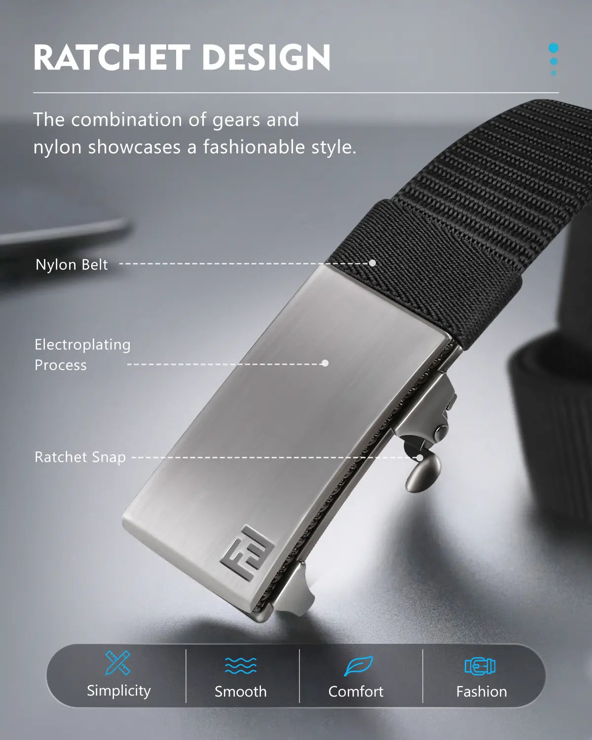 Ratchet Belt Golf Belts for Men Nylon Web Belts with Auto Buckle Design Adjustable for Golf Work Casual Daily Outdoor Business