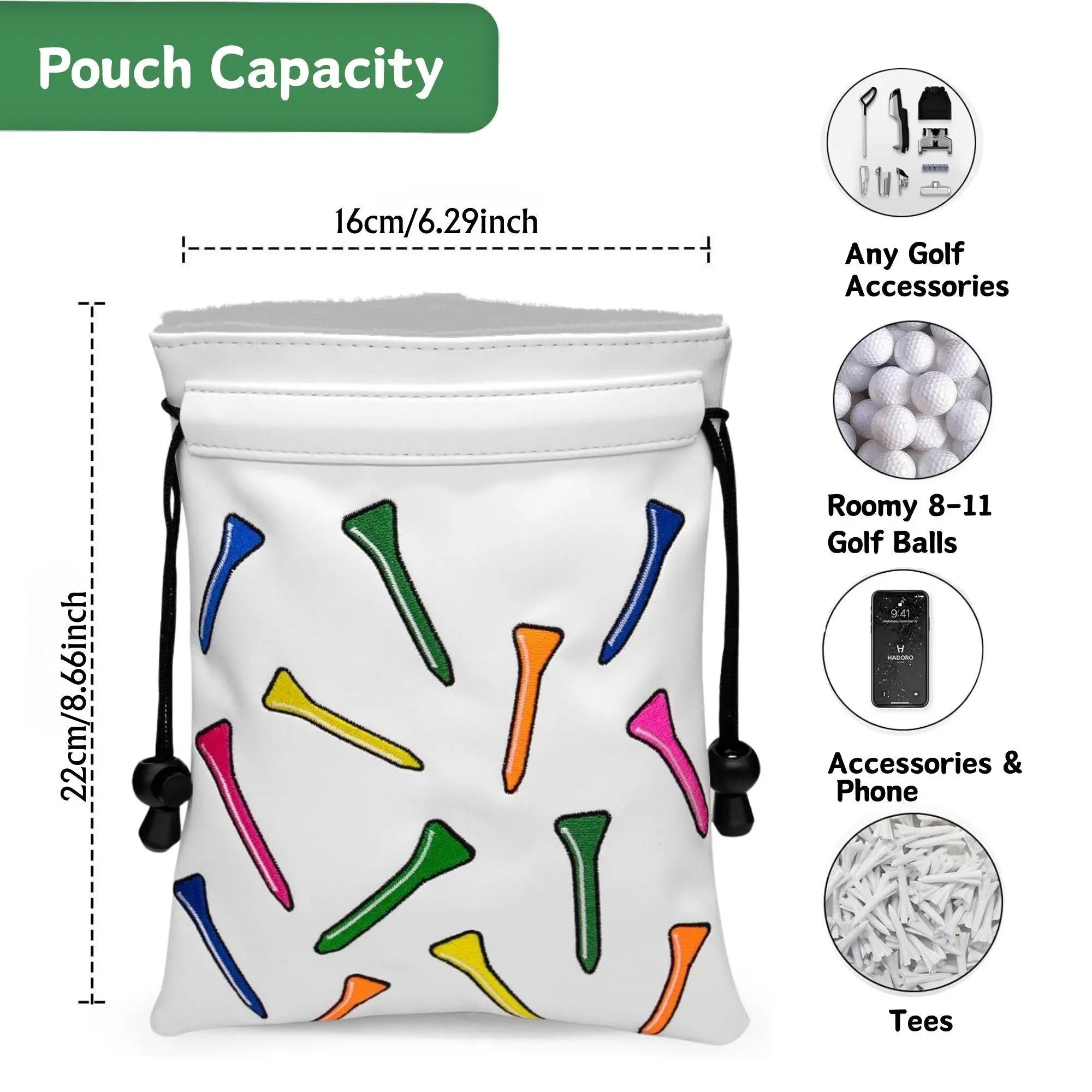 Golf Tee Pouch, 2 Counts/Set Portable PU Leather Golf Tee Holder, Golf Ball Handbag, Golf Accessories for Golf Enthusiasts, Golf Gift, Golf Equipment