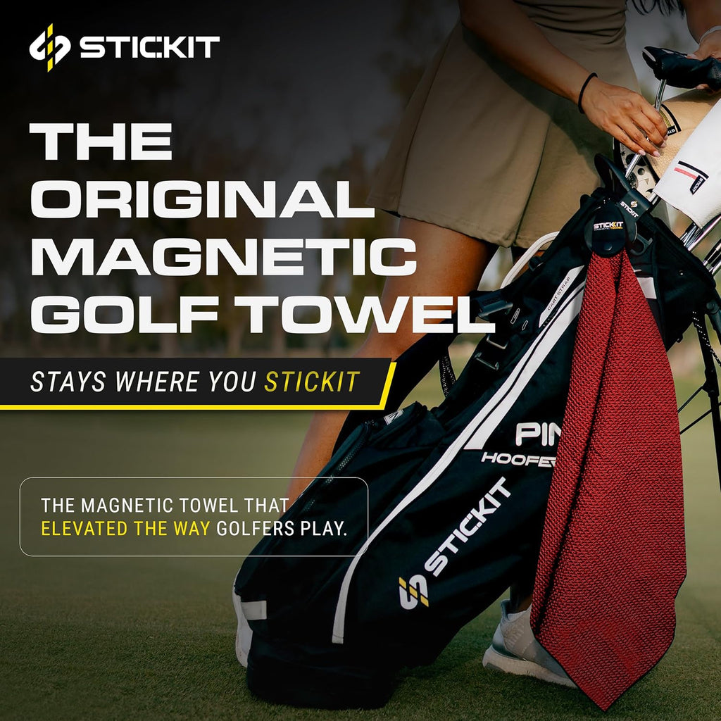 Magnetic Golf Towel - Ultra-Absorbent with Waffle Weave Microfiber - Golf Towel with Magnet for Bags, Clubs & Carts - Removes Dirt, Grass, & Debris from Club Face - 29” X 29” (Gray)
