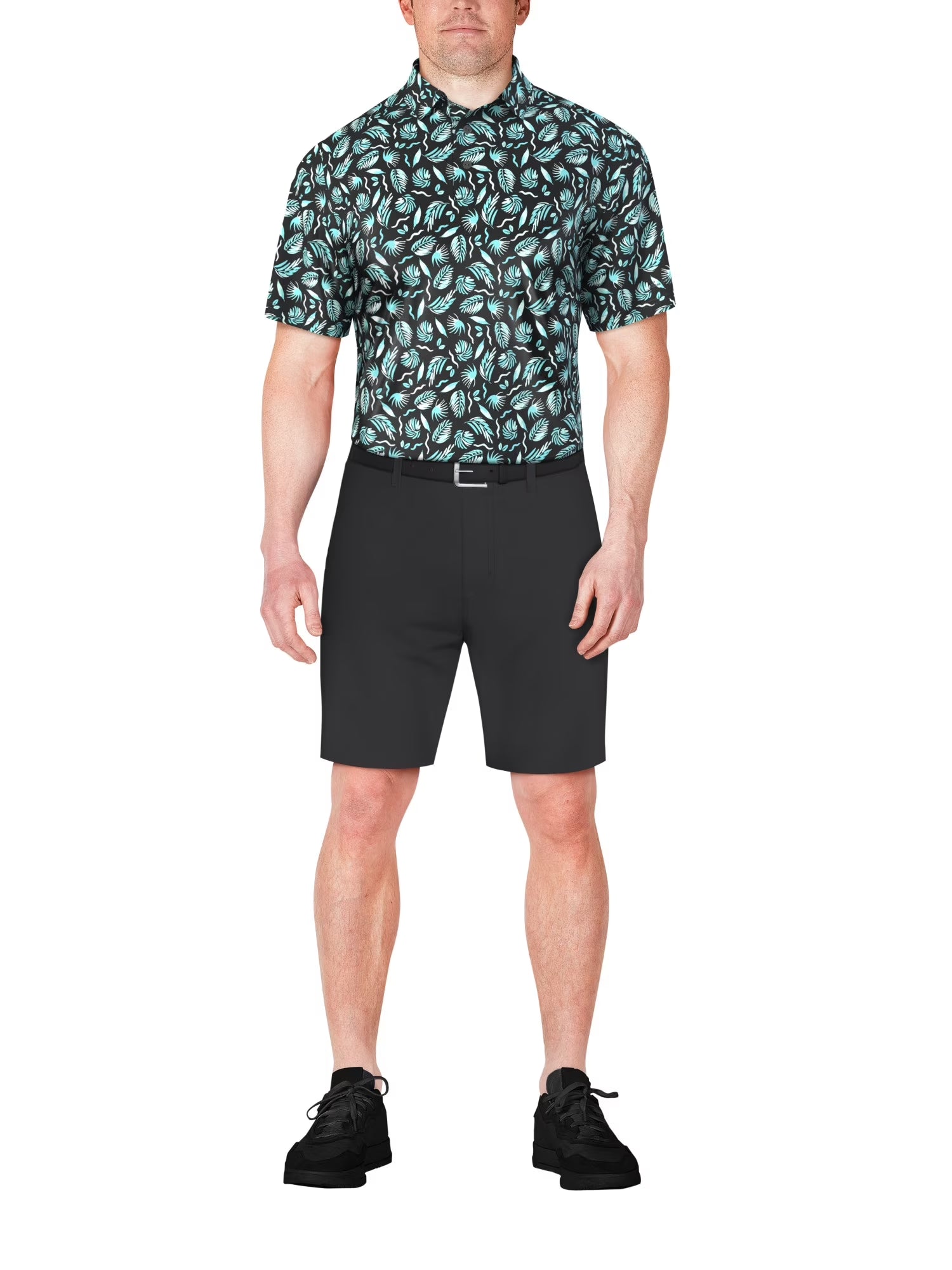 Men'S and Big Men’S Painted Foliage Print Short Sleeve Golf Polo Shirt, up to Size 5XL