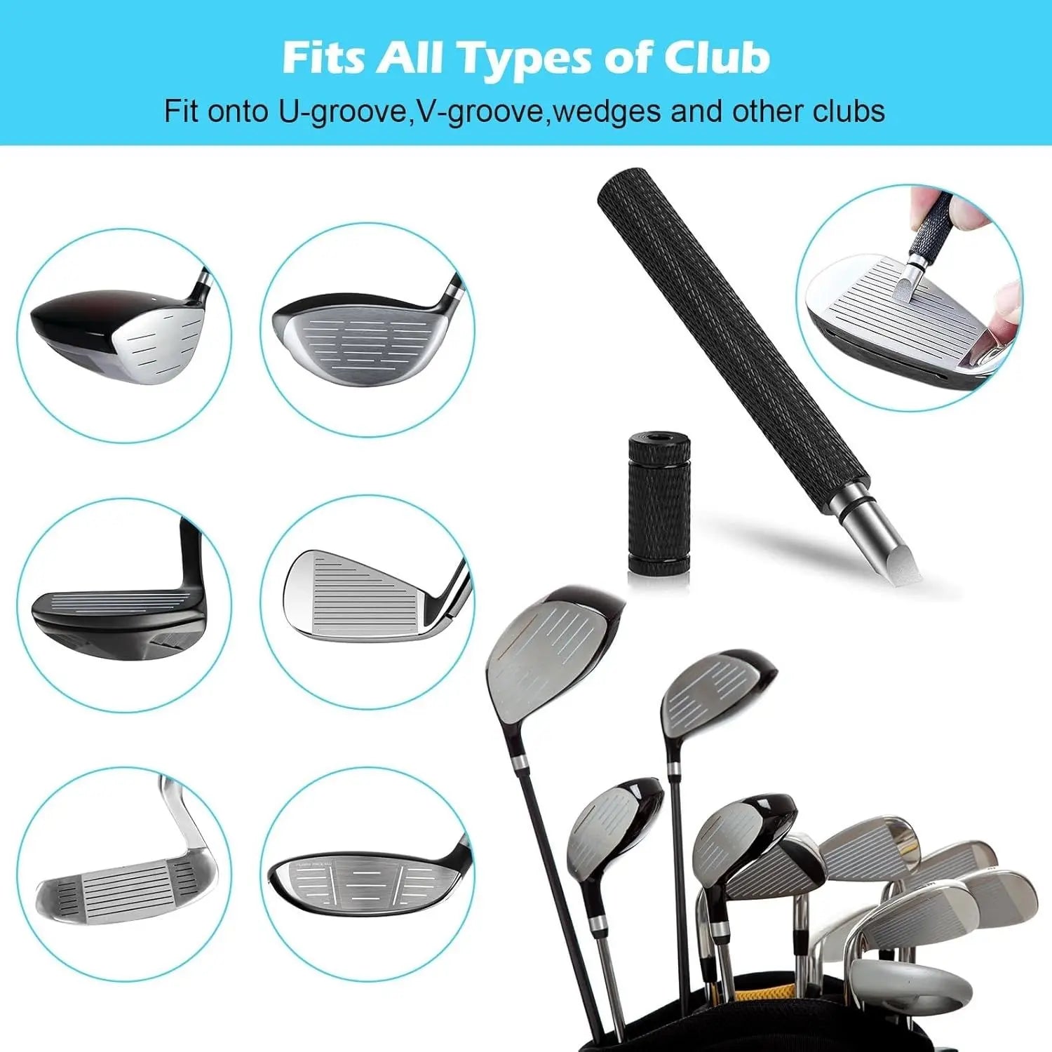 Golf Club Cleaning Kit with Golf Club Cleaner with Water Golf Towel Divot Repair Tool Groove Sharpener Golf Ball Alignment Kit Golf Accessories Golf Care for Women Men, Golf Gift Sets, Christmas Gift for Golf Lovers