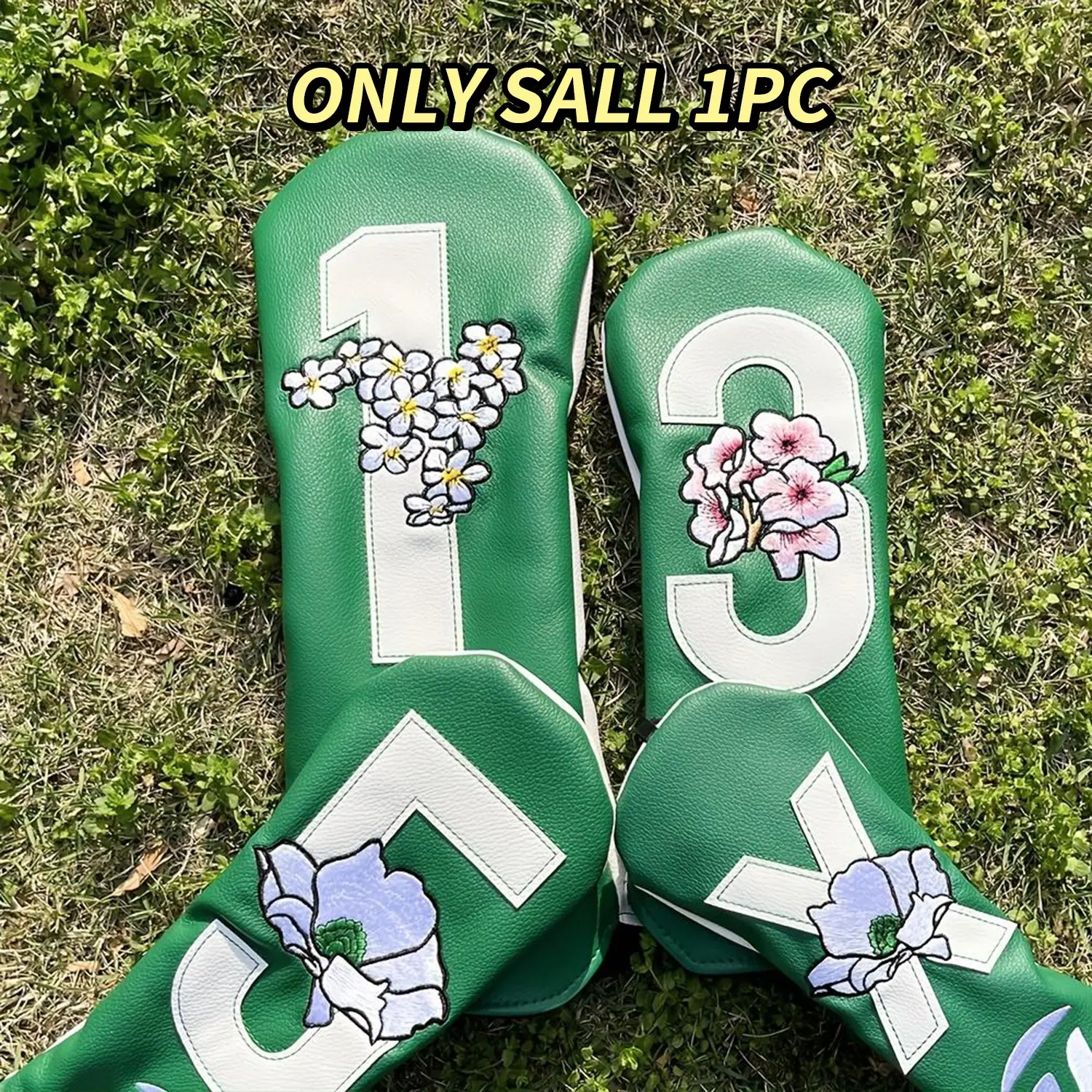 Floral Embroidered Golf Club Head Cover, 1/4 Counts Golf Club Head Cover, Golf Equipment, Golf Accessories for Club Protection