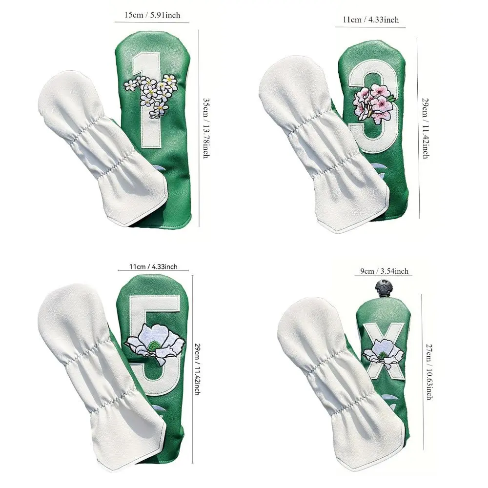Floral Embroidered Golf Club Head Cover, 1/4 Counts Golf Club Head Cover, Golf Equipment, Golf Accessories for Club Protection