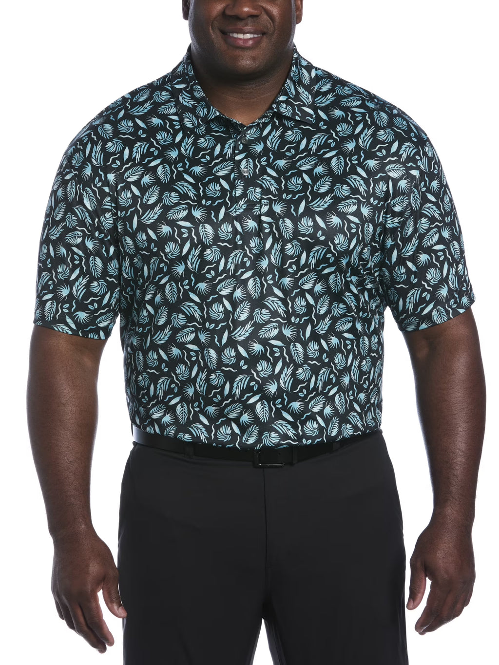 Men'S and Big Men’S Painted Foliage Print Short Sleeve Golf Polo Shirt, up to Size 5XL