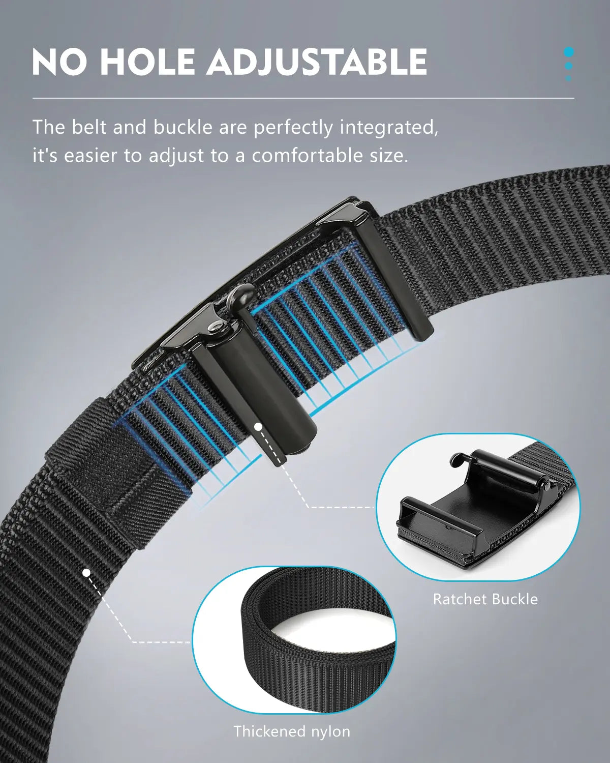 Ratchet Belt Golf Belts for Men Nylon Web Belts with Auto Buckle Design Adjustable for Golf Work Casual Daily Outdoor Business