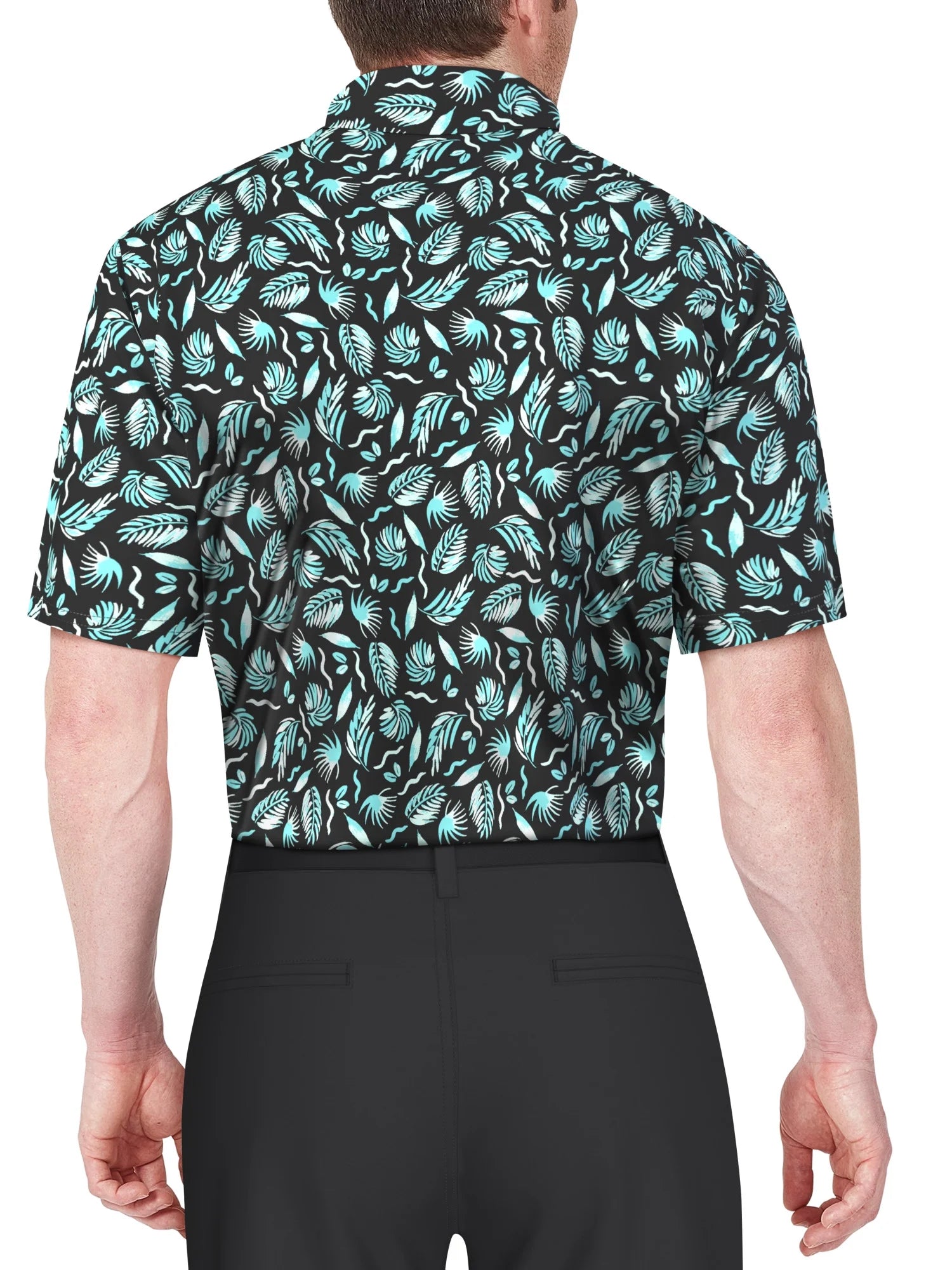 Men'S and Big Men’S Painted Foliage Print Short Sleeve Golf Polo Shirt, up to Size 5XL