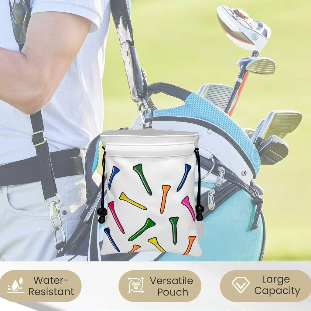 Golf Tee Pouch, 2 Counts/Set Portable PU Leather Golf Tee Holder, Golf Ball Handbag, Golf Accessories for Golf Enthusiasts, Golf Gift, Golf Equipment