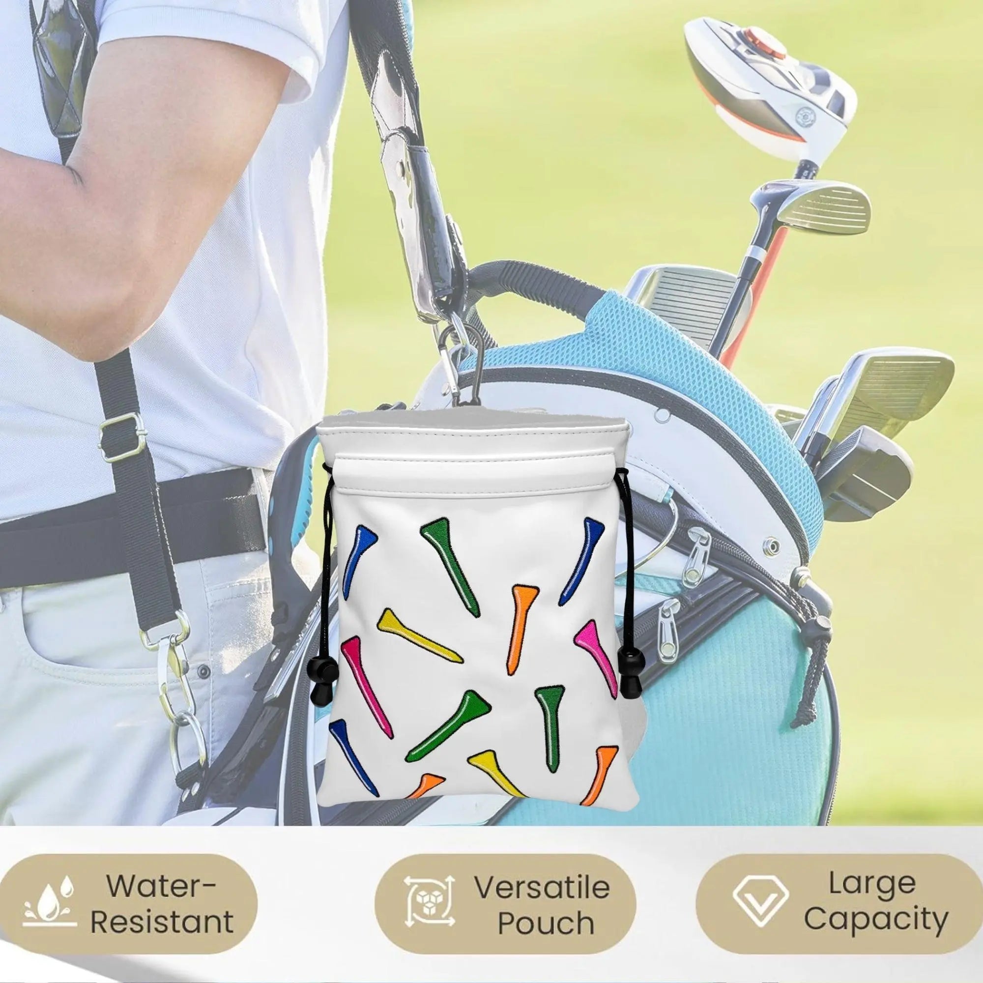 Golf Tee Pouch, 2 Counts/Set Portable PU Leather Golf Tee Holder, Golf Ball Handbag, Golf Accessories for Golf Enthusiasts, Golf Gift, Golf Equipment
