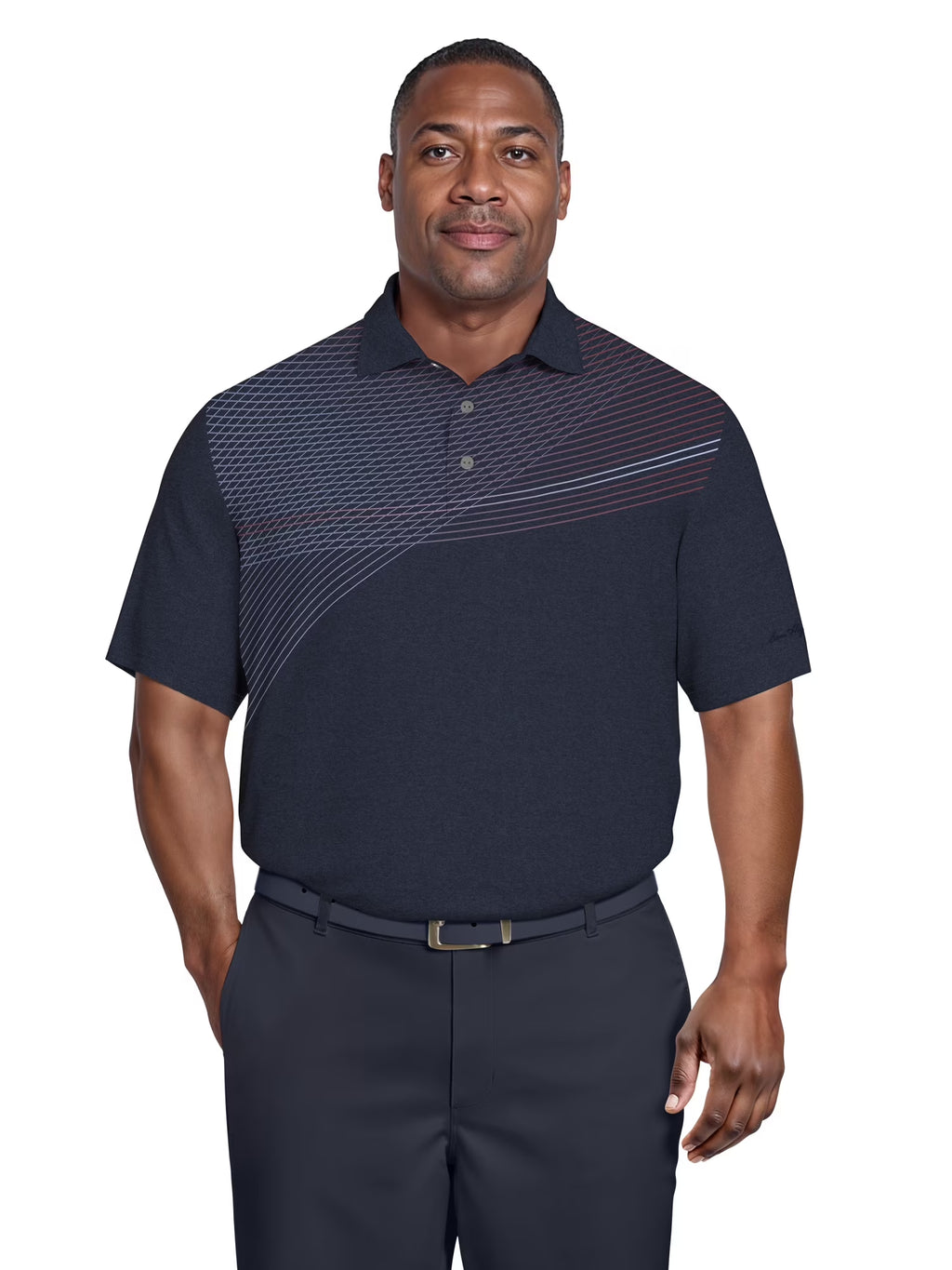 Men'S & Big Men'S Assymetric Heather Printed Golf Polo, Sizes S-5XL
