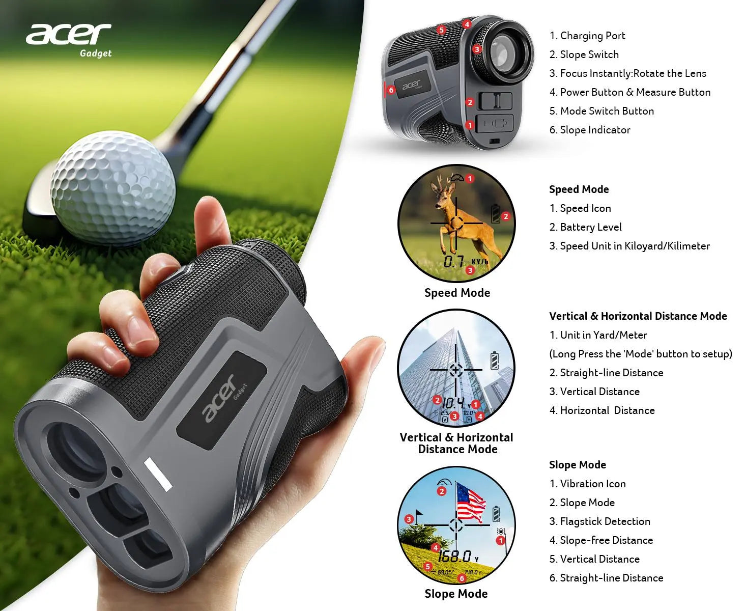 Acer Golf Rangefinder Range Finder Golf