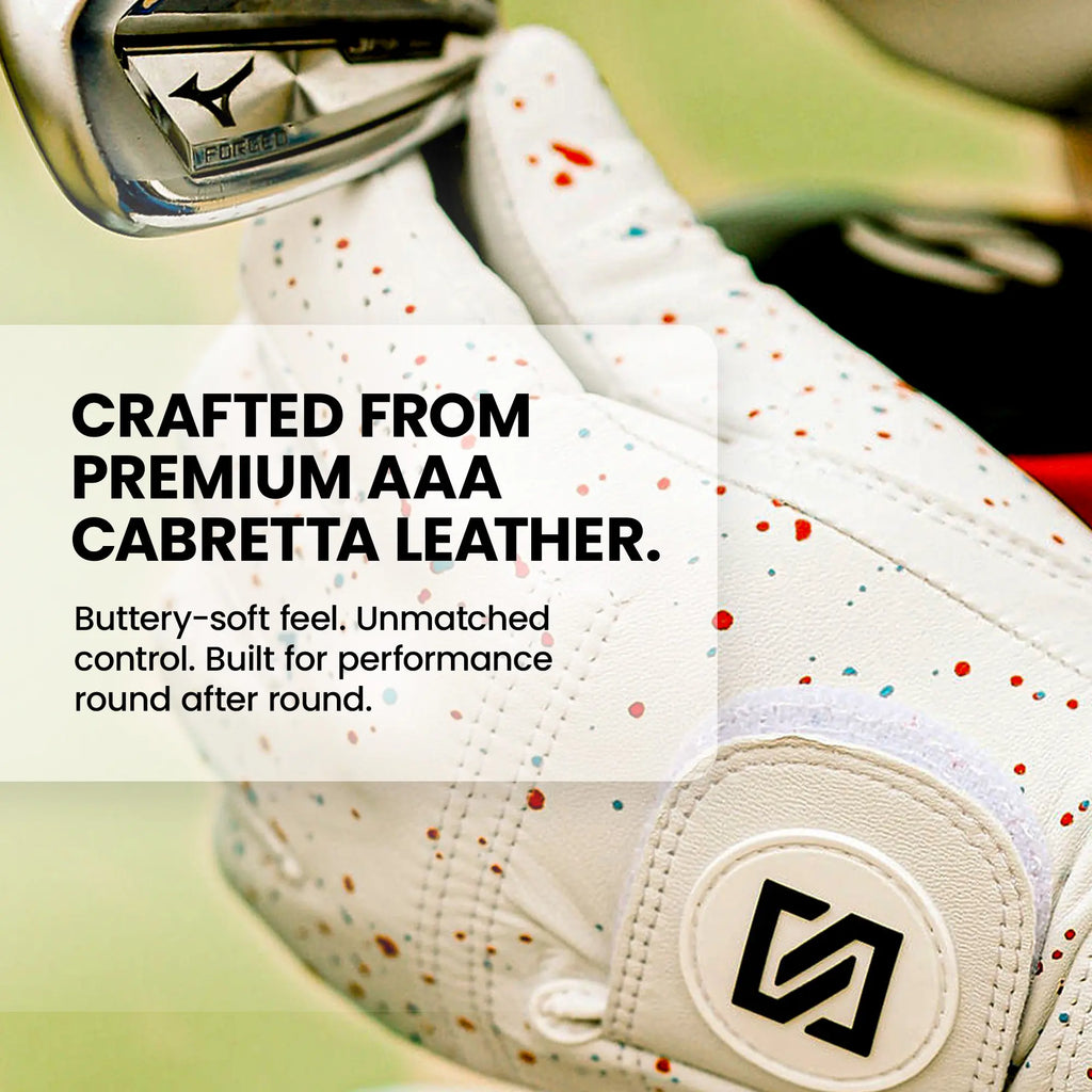 SKIVE Golf Premium Golf Gloves - 100% AAA Cabretta Leather | Cool Designs | Serious Grip, Feel, Performance | Golf Gloves for Men