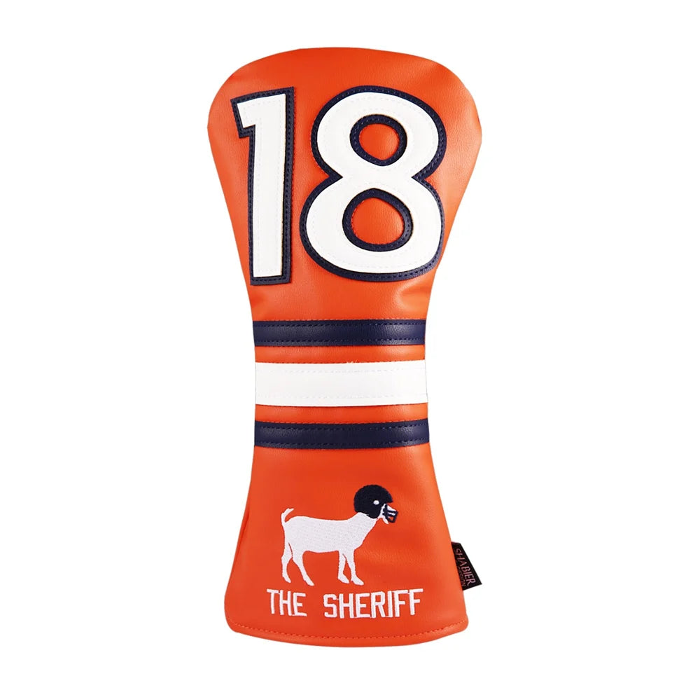 Soft PU Leather #18 Blue Orange Goat Golf Club Headcover 460CC Driver Cover