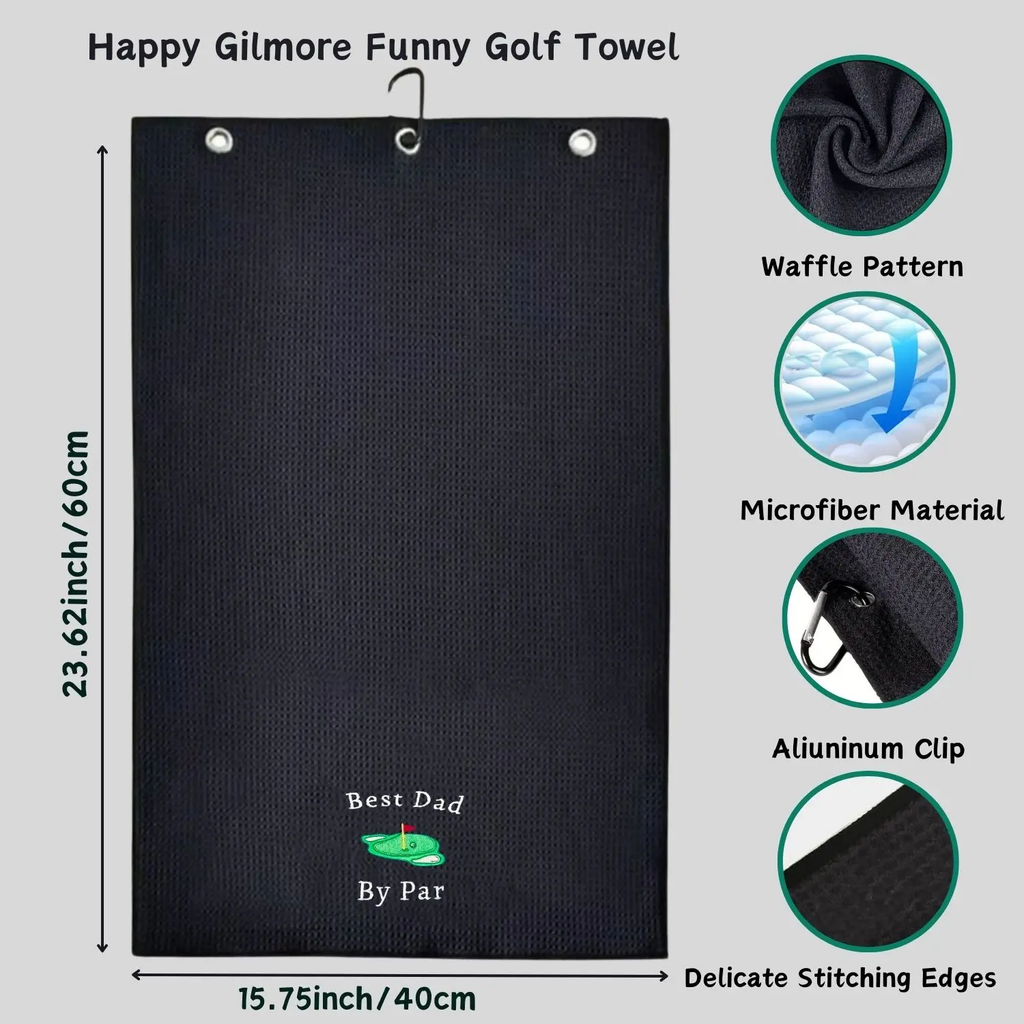 Cartoon & Letter Print Golf Towel, Portable Soft Golf Towel, Golf Accessories for Men & Women, Golf Gift