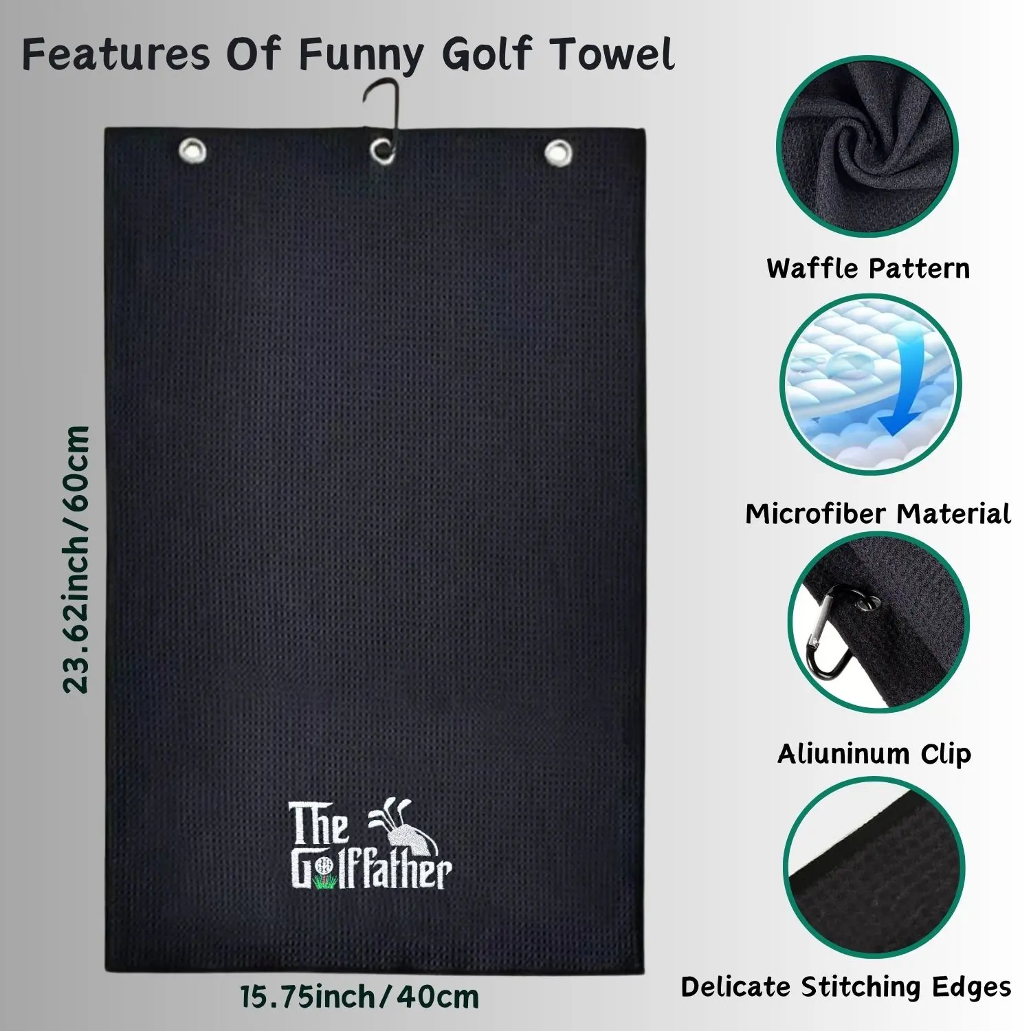 Cartoon & Letter Print Golf Towel, Portable Soft Golf Towel, Golf Accessories for Men & Women, Golf Gift