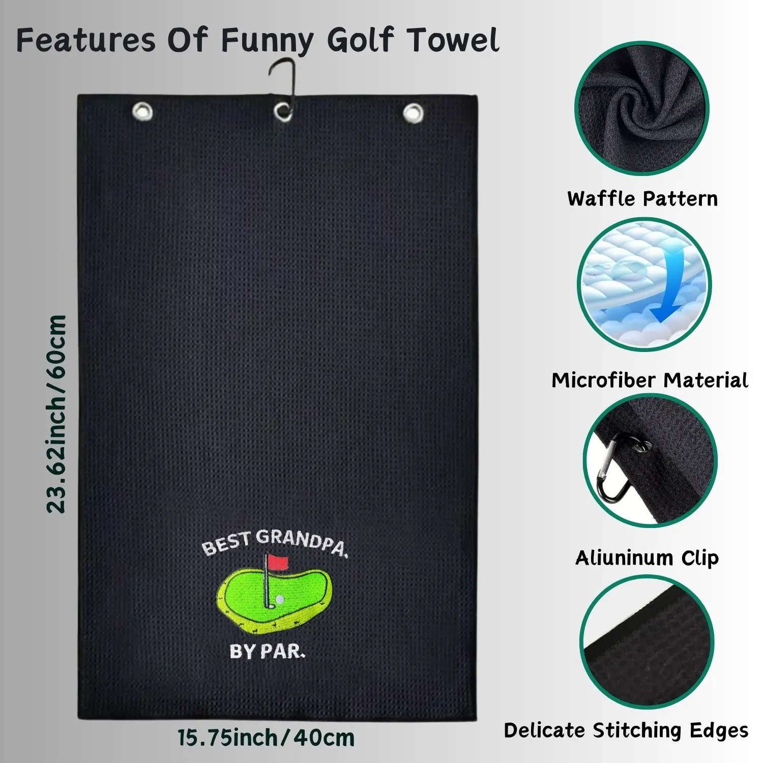 Cartoon & Letter Print Golf Towel, Portable Soft Golf Towel, Golf Accessories for Men & Women, Golf Gift