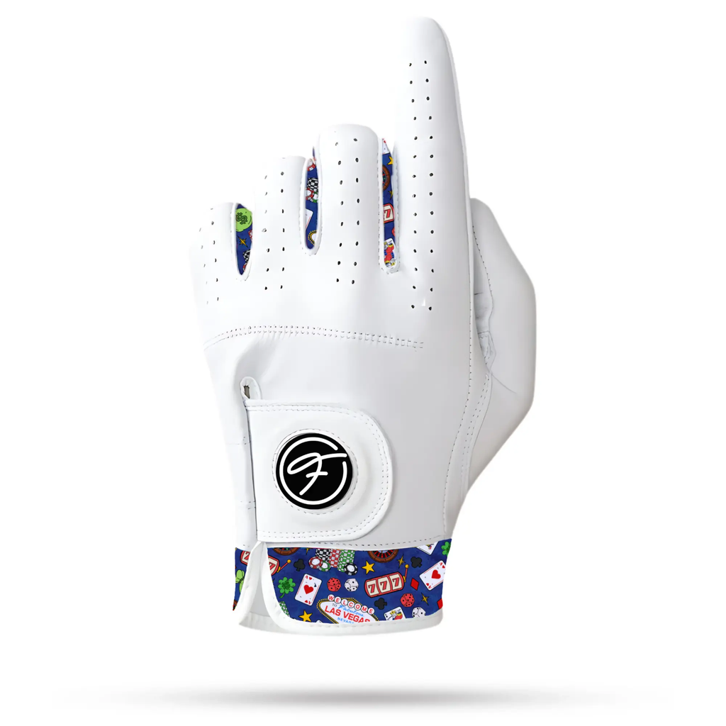 Fore Show Premium Golf Glove (Vegas)– 100% AAA Cabretta Leather Golf Gloves for Men & Women - Left & Right Handed Golfers - Cool Golfer Accessory Gift
