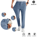 Runcati Men‘S Stretch Golf Pants Casual Slim Fit Dress Pants Elastic Waist Tapered Work Cropped Trousers