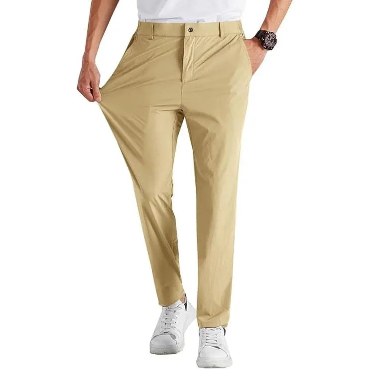 Runcati Men‘S Stretch Golf Pants Casual Slim Fit Dress Pants Elastic Waist Tapered Work Cropped Trousers