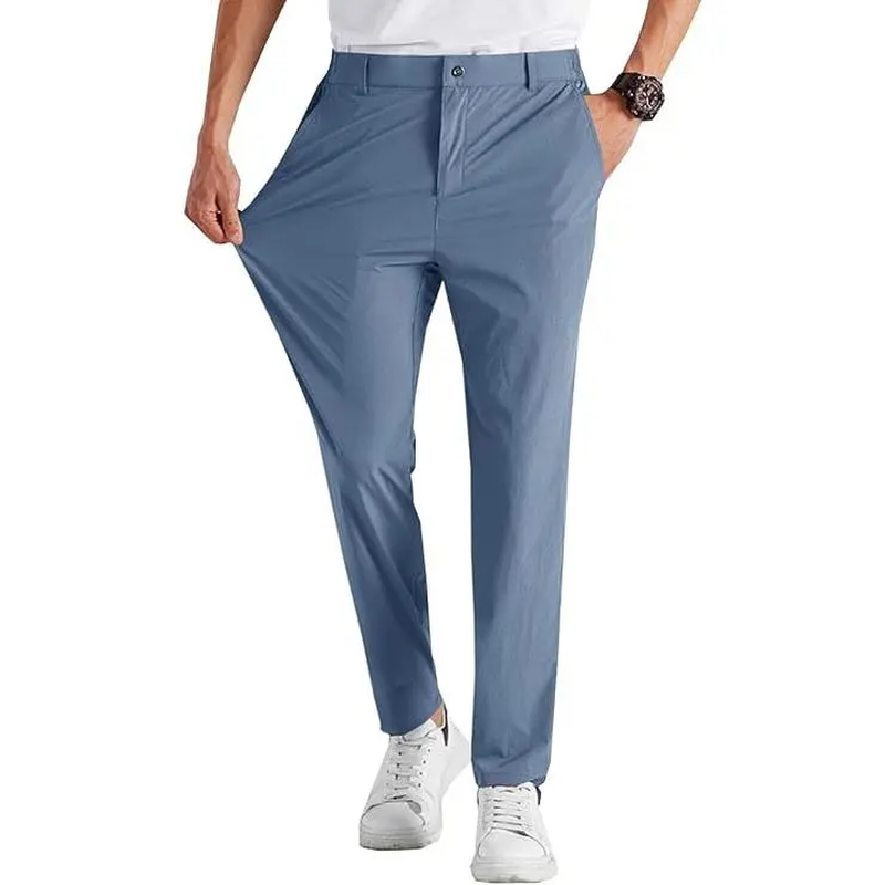 Runcati Men‘S Stretch Golf Pants Casual Slim Fit Dress Pants Elastic Waist Tapered Work Cropped Trousers