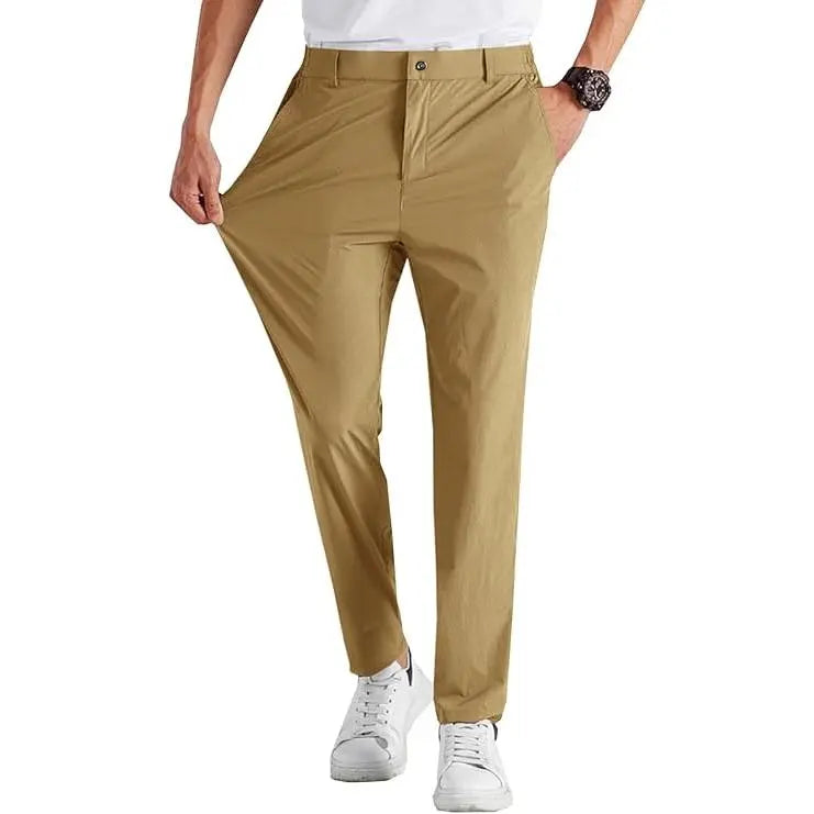 Runcati Men‘S Stretch Golf Pants Casual Slim Fit Dress Pants Elastic Waist Tapered Work Cropped Trousers