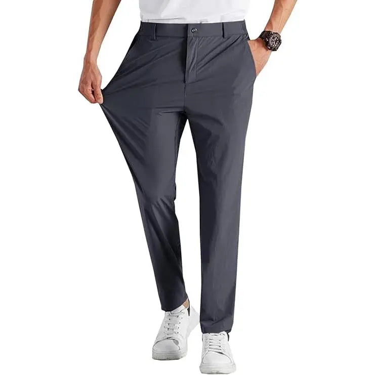 Runcati Men‘S Stretch Golf Pants Casual Slim Fit Dress Pants Elastic Waist Tapered Work Cropped Trousers