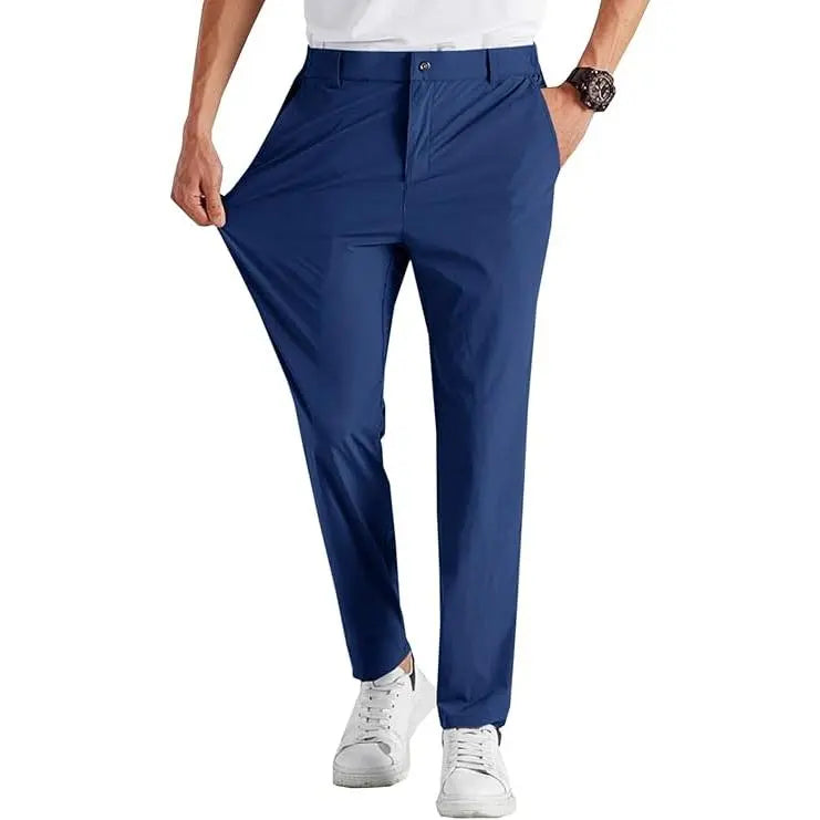 Runcati Men‘S Stretch Golf Pants Casual Slim Fit Dress Pants Elastic Waist Tapered Work Cropped Trousers