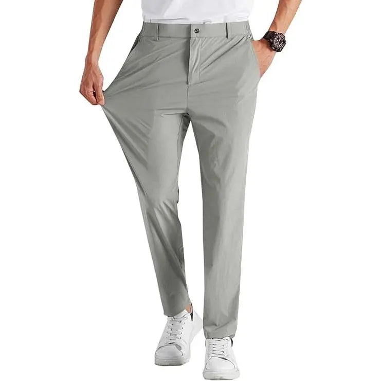 Runcati Men‘S Stretch Golf Pants Casual Slim Fit Dress Pants Elastic Waist Tapered Work Cropped Trousers