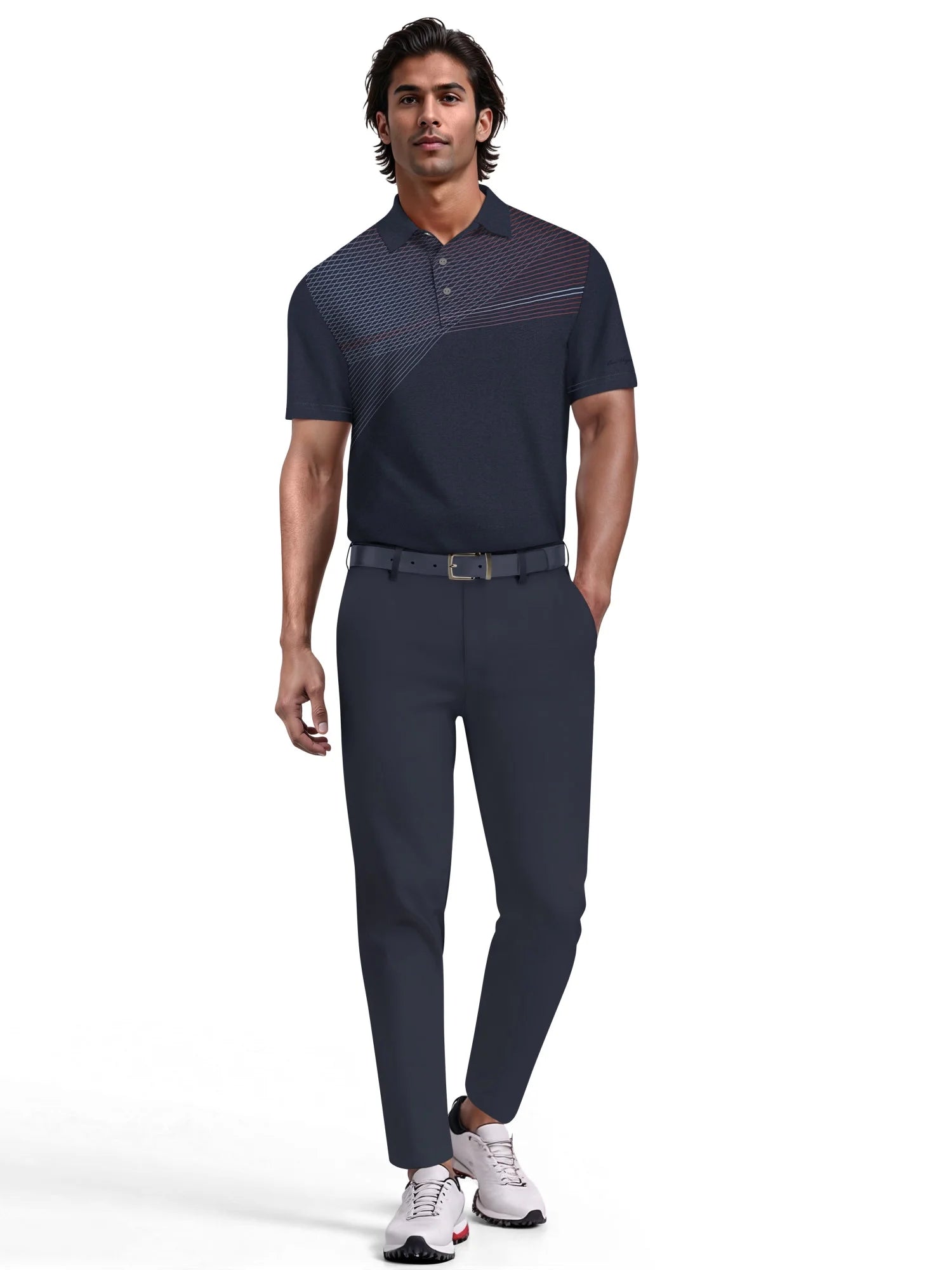 Men'S & Big Men'S Assymetric Heather Printed Golf Polo, Sizes S-5XL
