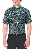 Men'S and Big Men’S Painted Foliage Print Short Sleeve Golf Polo Shirt, up to Size 5XL