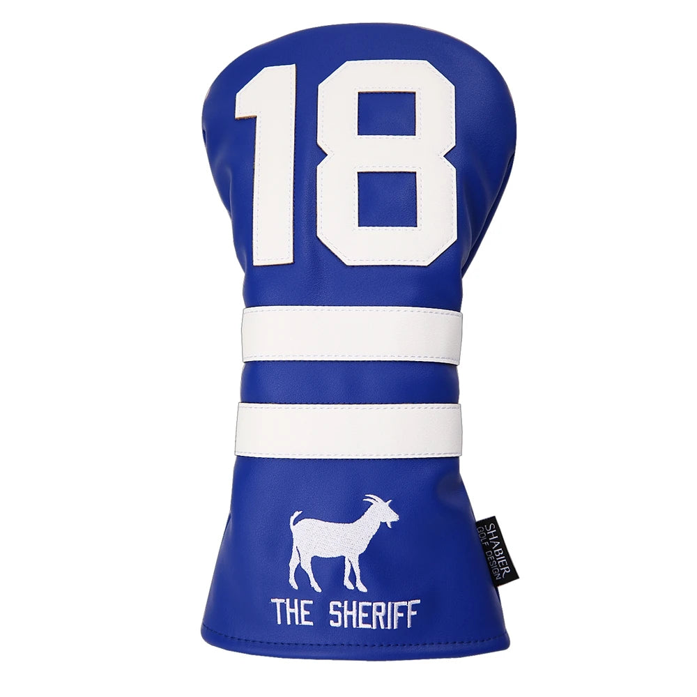 Soft PU Leather #18 Blue Orange Goat Golf Club Headcover 460CC Driver Cover