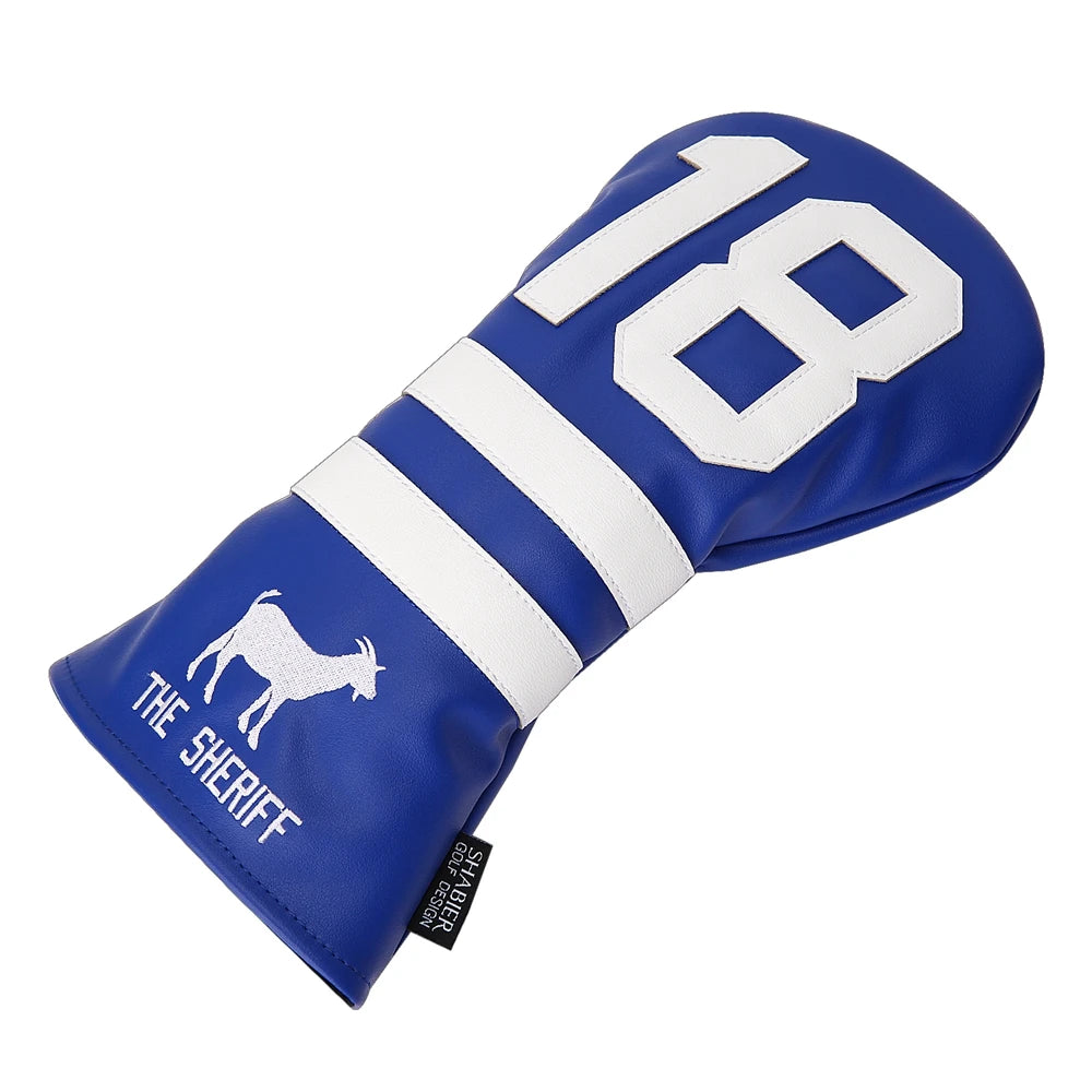 Soft PU Leather #18 Blue Orange Goat Golf Club Headcover 460CC Driver Cover