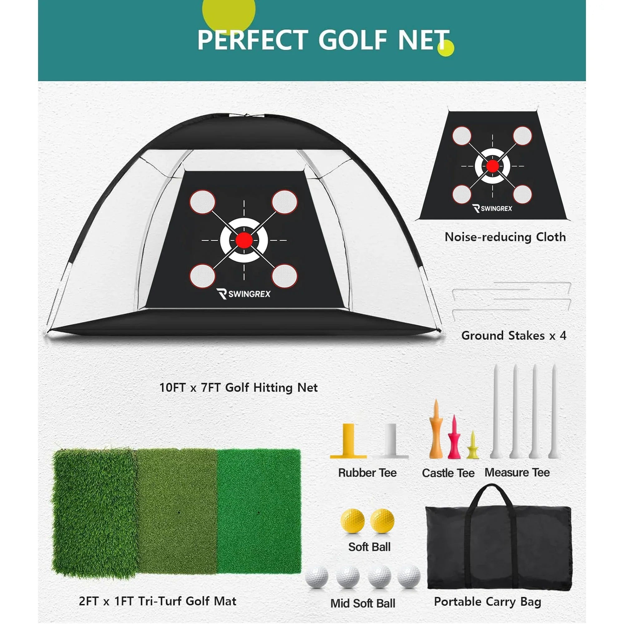 10X7Ft Golf Practice Net with Mat & Target – Backyard Driving & Chipping Aid