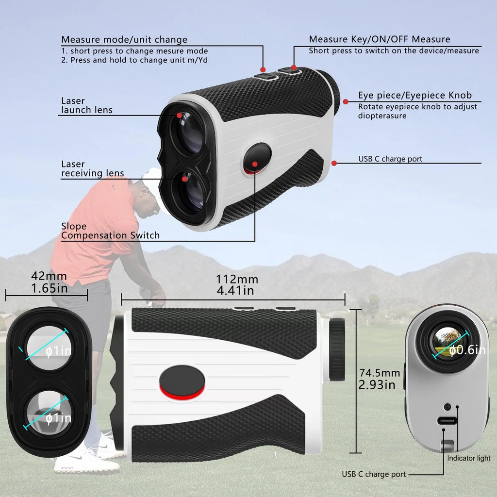 Golf Rangefinder, 1 Count 1200 Yard Golf Laser Rangefinder, 7X Magnification Golf Distance Rangefinder with Magnetic Holder, Perfect for Golf Enthusiast, Golf Accessories