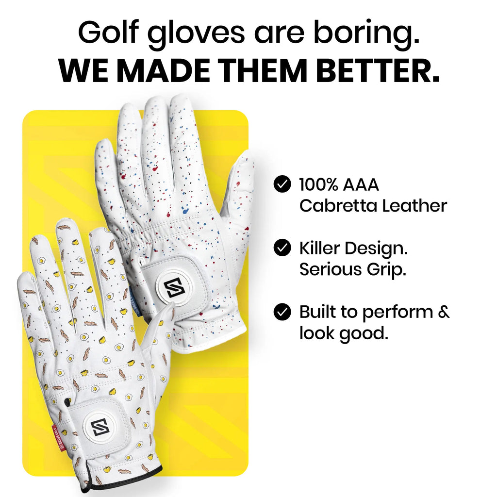 SKIVE Golf Premium Golf Gloves - 100% AAA Cabretta Leather | Cool Designs | Serious Grip, Feel, Performance | Golf Gloves for Men