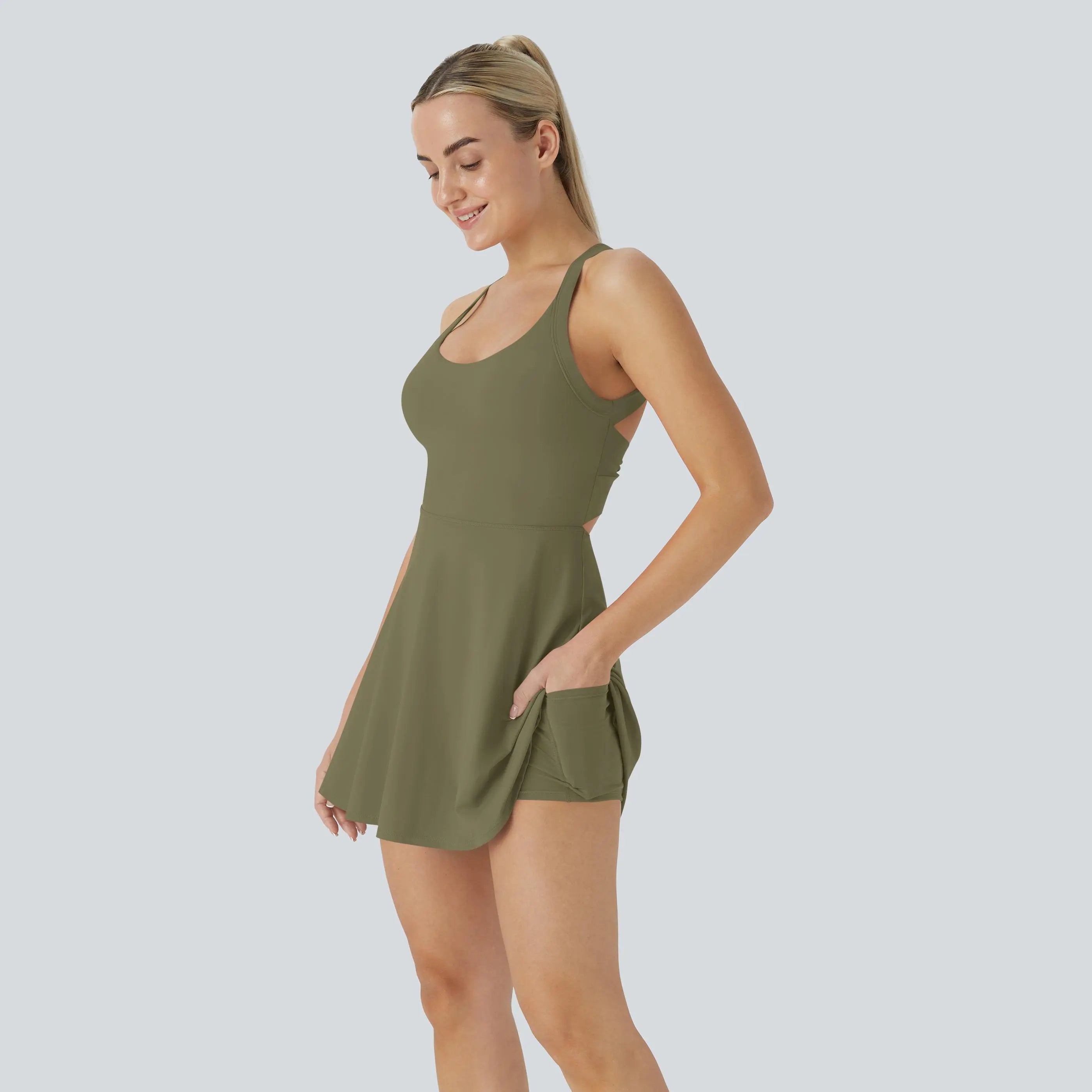 Halara Softlyzero Airy Backless Twisted Cool Touch Dance Active Dress-Easy Peezy Edition #Swimweek