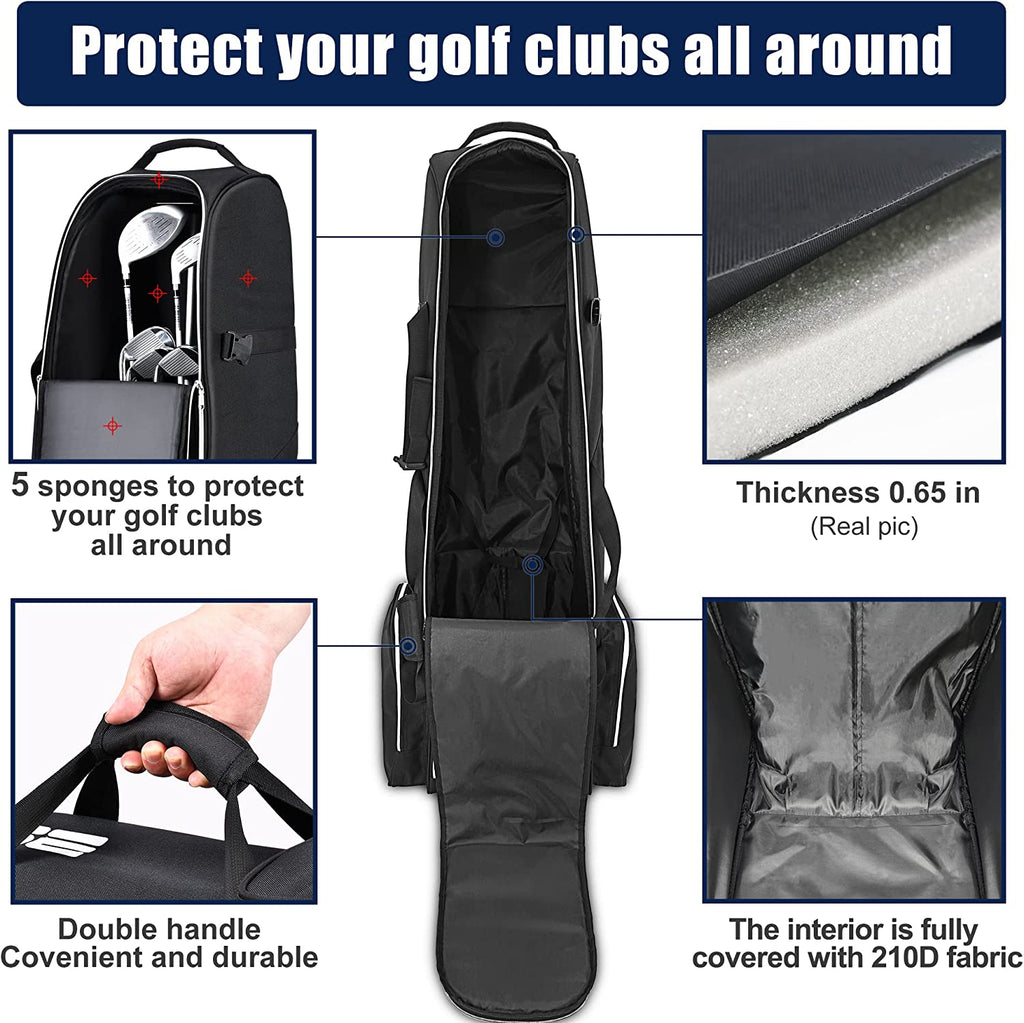 Golf Travel Bag with Wheels,Golf Travel Case for Airlines, 600D Heavy Duty Oxford