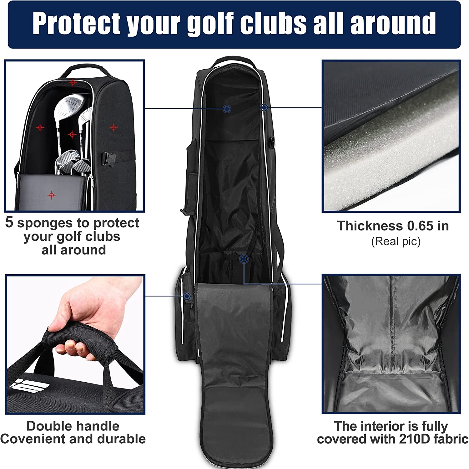 Golf Travel Bag with Wheels,Golf Travel Case for Airlines, 600D Heavy Duty Oxford