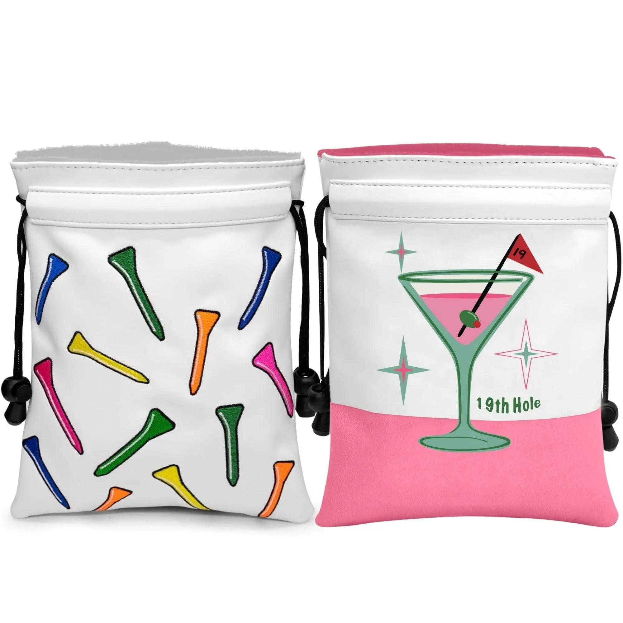 Golf Tee Pouch, 2 Counts/Set Portable PU Leather Golf Tee Holder, Golf Ball Handbag, Golf Accessories for Golf Enthusiasts, Golf Gift, Golf Equipment
