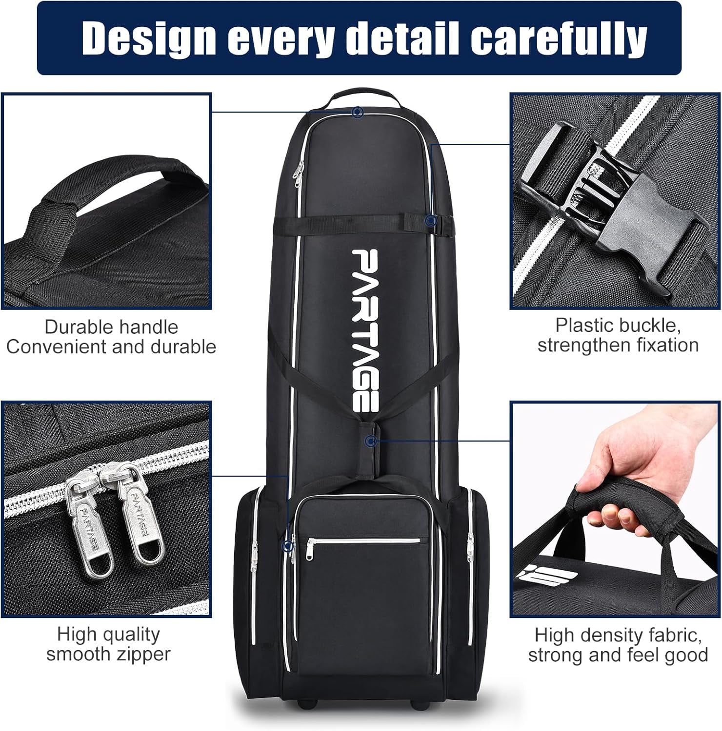 Golf Travel Bag with Wheels,Golf Travel Case for Airlines, 600D Heavy Duty Oxford